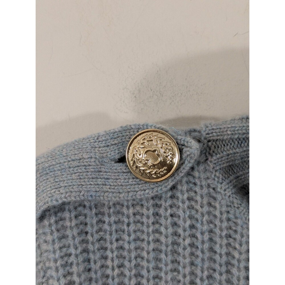 No Name Blue Cashmere Turtleneck Sweater  Gold Button Nautical Military Sz XS - Picture 4 of 11
